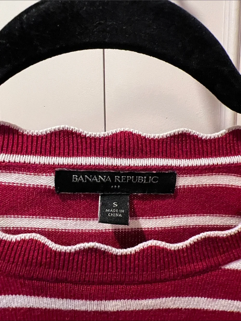 Banana Republic Red and White Striped Crewneck Sweater